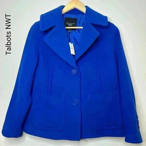 NWT Wool  Blend Talbots PTP 19”Pea Coat Jacket Cropped